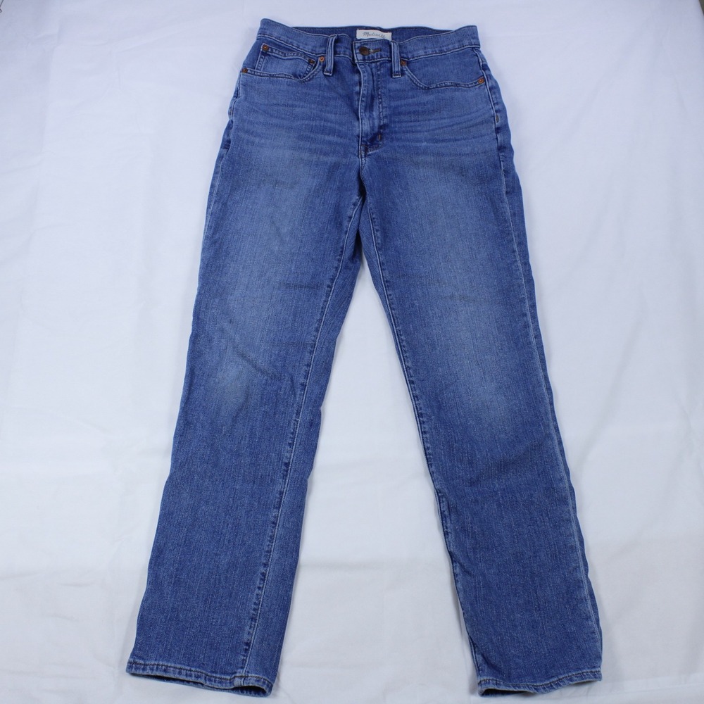 Madewell Straight-Leg High-Rise Jeans — Medium Blue — Size 27 — Vintage Style
